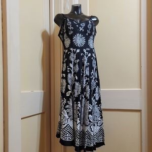 Magic Boho Cottagecore Embroidered B&W Floral Asymmetrical Dress